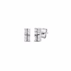 Amazon Essentials 10K White Gold 1/4 Cttw Round and Baguette Diamonds Stud Earrings