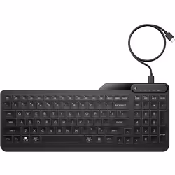 HP 405 Multi-Device Backlit Wired Keyboard, Full-size (100%), Wired, USB, Membrane, QWERTY, Black