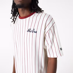 New Era Mens NE Pinstripe SS Crew Neck OS T-Shirt ~ New Era bone - M