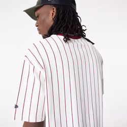 New Era Mens NE Pinstripe SS Crew Neck OS T-Shirt ~ New Era bone - M