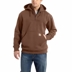 Carhartt Men's Big & Tall Rain Defender Loose Fit Heavyweight Quarter-Zip Sweatshirt Mocha Heather