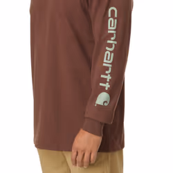 Carhartt Men's Big & Tall Loose Fit Heavyweight Long Logo Sleeve Graphic T-Shirt  Mocha Heather