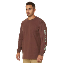 Carhartt Men's Big & Tall Loose Fit Heavyweight Long Logo Sleeve Graphic T-Shirt  Mocha Heather