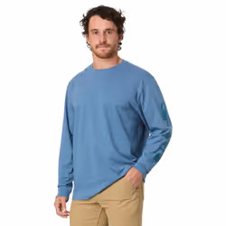Carhartt Men's Big & Tall Loose Fit Heavyweight Long Logo Sleeve Graphic T-Shirt  Thundercloud Heather