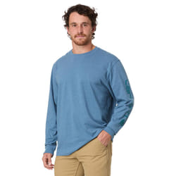 Carhartt Men's Loose Fit Heavyweight Long Logo Sleeve Graphic T-Shirt  Thundercloud Heather