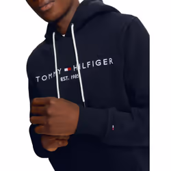TOMMY HILFIGER mens Embroidered Tommy Logo Fleece Pullover Hooded Swea