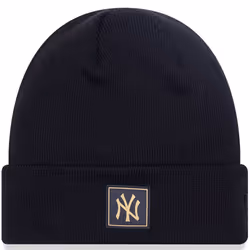 New Era Mens New York Yankees Metallic Logo Warm Winter Beanie - Black