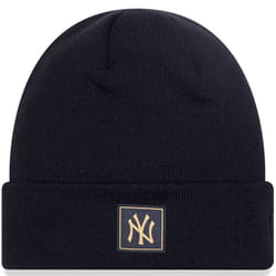 New Era Mens New York Yankees Metallic Logo Warm Winter Beanie - Black