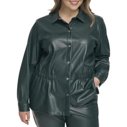 Calvin Klein Women's Plus Size Drawstring Button Front Blouse  Malachi
