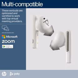 POLY Voyager Free 60+ UC White Sand Earbuds +BT700 USB-A Adapter +Touchscreen Charge Case - Additional view 4