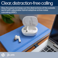 POLY Voyager Free 60+ UC White Sand Earbuds +BT700 USB-A Adapter +Touchscreen Charge Case - Additional view 5