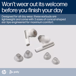 POLY Voyager Free 60+ UC White Sand Earbuds +BT700 USB-A Adapter +Touchscreen Charge Case - Additional view 7