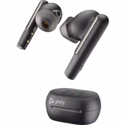 POLY Voyager Free 60+ UC M Carbon Black Earbuds +BT700 USB-C Adapter +Touchscreen Charge Case, Wireless, Calls/Music, Headset ...