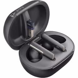 POLY Voyager Free 60+ UC M Carbon Black Earbuds +BT700 USB-C Adapter +Touchscreen Charge Case