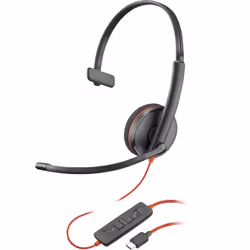 POLY Blackwire 3210 Monaural USB-C Headset, Wired, Office/Call center, 87 g, Headset, Black