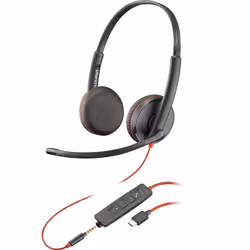 POLY Blackwire C3225 Stereo USB-C Headset (Bulk), Wired, Office/Call center, 20 - 20000 Hz, 164.2 g, Headset, Black
