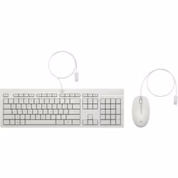 HP 225 Wired Mouse and Keyboard Combo White, Full-size (100%), Wired, USB, Membrane, White, Mouse included