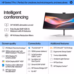 HP Series 7 Pro 34 inch WQHD Conferencing Monitor - 734pm - Additional view 6