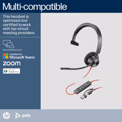 POLY Blackwire 3310 Monaural Microsoft Teams Certified USB-C Headset +USB-C/A Adapter - Additional view 6
