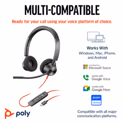 POLY Blackwire 3320 Stereo Microsoft Teams Certified USB-C Headset +USB-C/A Adapter - Additional view 6