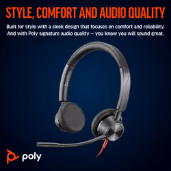 POLY Blackwire 3325 Stereo Microsoft Teams Certified USB-C Headset +3.5mm Plug +USB-C/A Adapter - Additional view 4