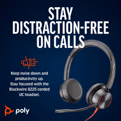POLY Blackwire 8225 Stereo Microsoft Teams Certified USB-C Headset +USB-C/A Adapter - Additional view 5