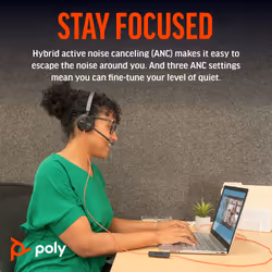 POLY Blackwire 8225 Stereo Microsoft Teams Certified USB-C Headset +USB-C/A Adapter - Additional view 6
