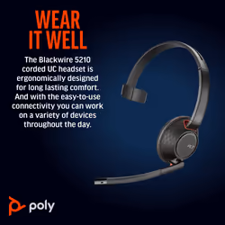 POLY Blackwire 5210 Monaural USB-C Headset +3.5mm Plug +USB-C/A Adapter - Additional view 7