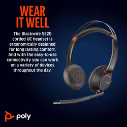 POLY Blackwire 5220 Stereo USB-C Headset +3.5mm Plug +USB-C/A Adapter - Additional view 6