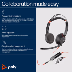 POLY Blackwire 5220 Stereo USB-C Headset +3.5mm Plug +USB-C/A Adapter (Bulk) - Additional view 7