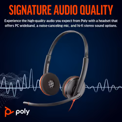 POLY Blackwire 3220 Stereo USB-C Black Headset +USB-C/A Adapter (Bulk) - Additional view 4