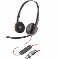 POLY Blackwire 3220 Stereo USB-C Black Headset +USB-C/A Adapter (Bulk) - Additional view 7