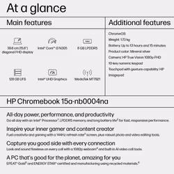 HP Chromebook 15a-nb0004na Core i3-N305 15.6 inch 8 GB RAM 256 GB Flash Full HD ChromeOS Silver - Additional view 4
