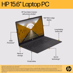 HP 15-fc0038na AMD Ryzen™ 3 7320U Laptop 39.6 cm (15.6") Full HD 8 GB LPDDR5-SDRAM 256 GB SSD Wi-Fi 6 (802.11ax) Windows 11 Home Black - Additional view 8