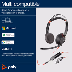 POLY Blackwire 5220 Stereo USB-C Headset +3.5mm Plug +USB-C/A Adapter - Additional view 5