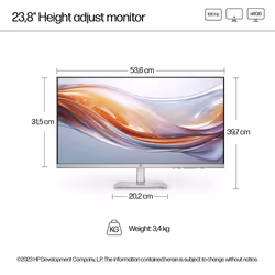 HP Series 5 23.8 inch FHD Height Adjust Monitor - 524sh - Additional view 4
