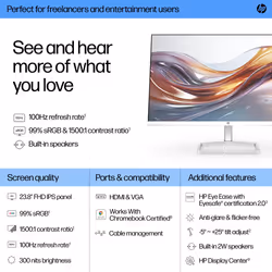 HP Series 5 23.8 inch FHD Monitor with Speakers - 524sa - Additional view 8