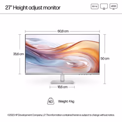 HP Series 5 27 inch FHD Height Adjust Monitor - 527sh - Additional view 4