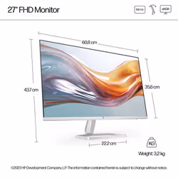 HP Series 5 27 inch FHD White Monitor - 527sw - Additional view 4