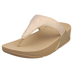 FitFlop Lulu Crystal Embellished Womens Platform Sandals in Beige - 3 UK