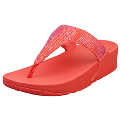 FitFlop Lulu Crystal Embellished Womens Platform Sandals in Coral - 4