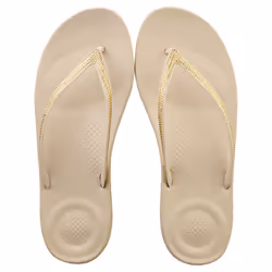 FitFlop Iqushion Sparkle Womens Flip Flop Sandals in Stone Beige - 6