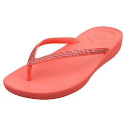 FitFlop Iqushion Sparkle Womens Flip Flop Sandals in Rosy Coral - 3