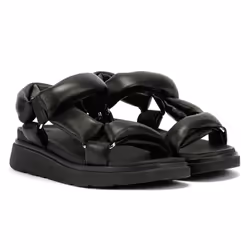 ) FitFlop Gen-FF Soft Leather Women's Black Sandals - Black, 4 (Adults'