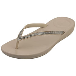 FitFlop Iqushion Ombre Sparkle Womens Flip Flop Sandals in Taupe - 4