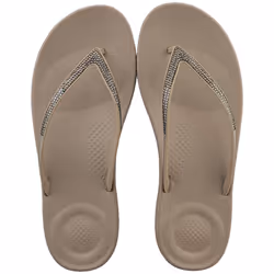FitFlop Iqushion Ombre Sparkle Womens Flip Flop Sandals in Taupe - 4