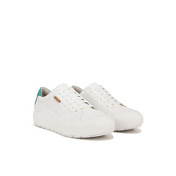 Dr. Scholl's Shoes Womens Time Off Platform Slip On Fashion Sneaker White/Green Perf 10 M
