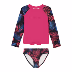 Calvin Klein Girls' Two-Piece Rashguard Swimsuit Set with UPF 50+ Sun