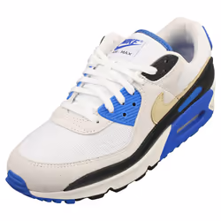 Nike Air Max 90 Premium Mens Fashion Trainers in White Blue - 7