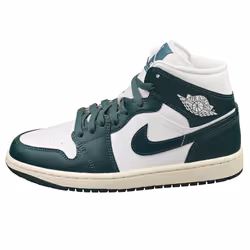 Nike Air Jordan 1 Mid Womens Fashion Trainers in White Green - 3.5